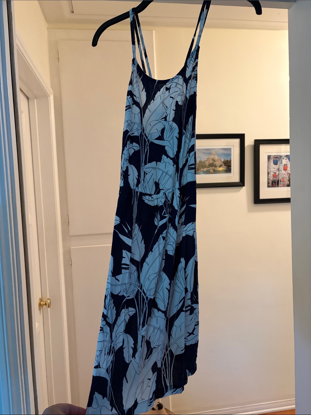 Roxy Navy Slip Dress with white Palm Print - Women